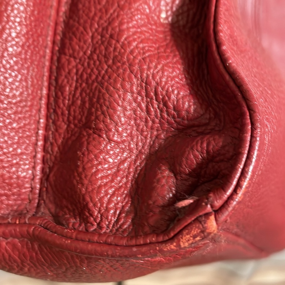 Ellington Large Cranberry Red Leather Tote Bag Four Sections EUC - Picture 6 of 10